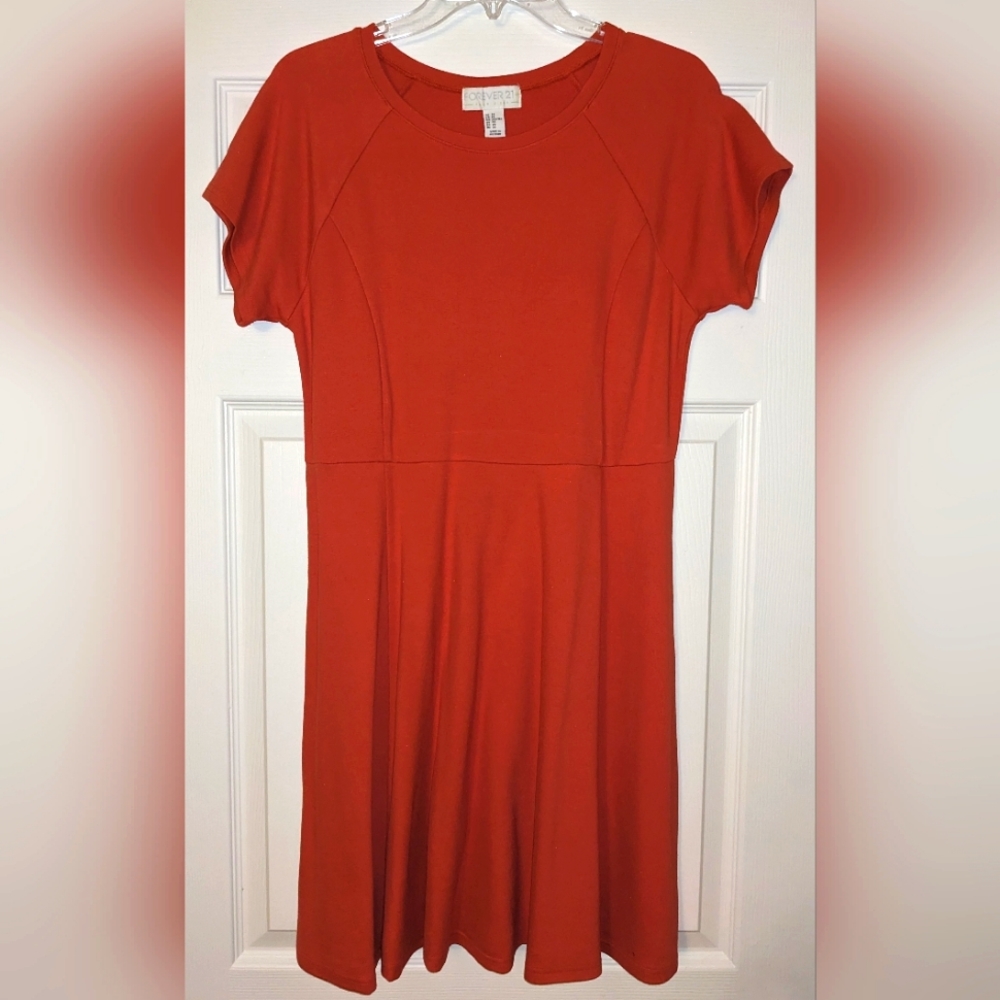 Forever21 Plus Orange Fit and Flare Dress 2X